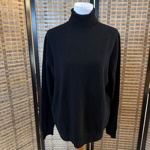 Cashmeren Turtleneck Sweater Women Large Black 100% Wool Knit ap64013blackl
